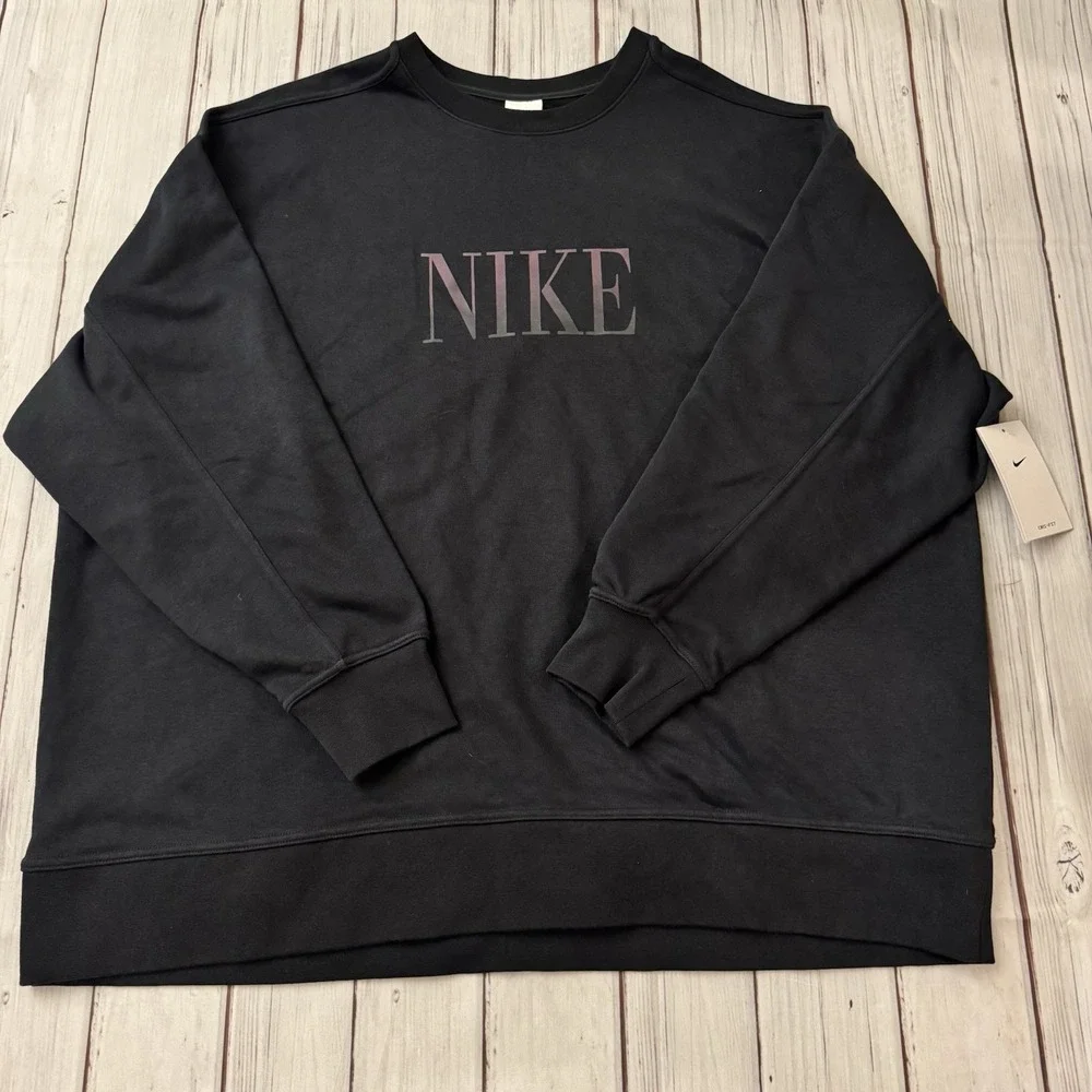 Nike Dri-FIT Get Fit Graphic Training Sweatshirt‎ Black XL Oversized Women's NWT